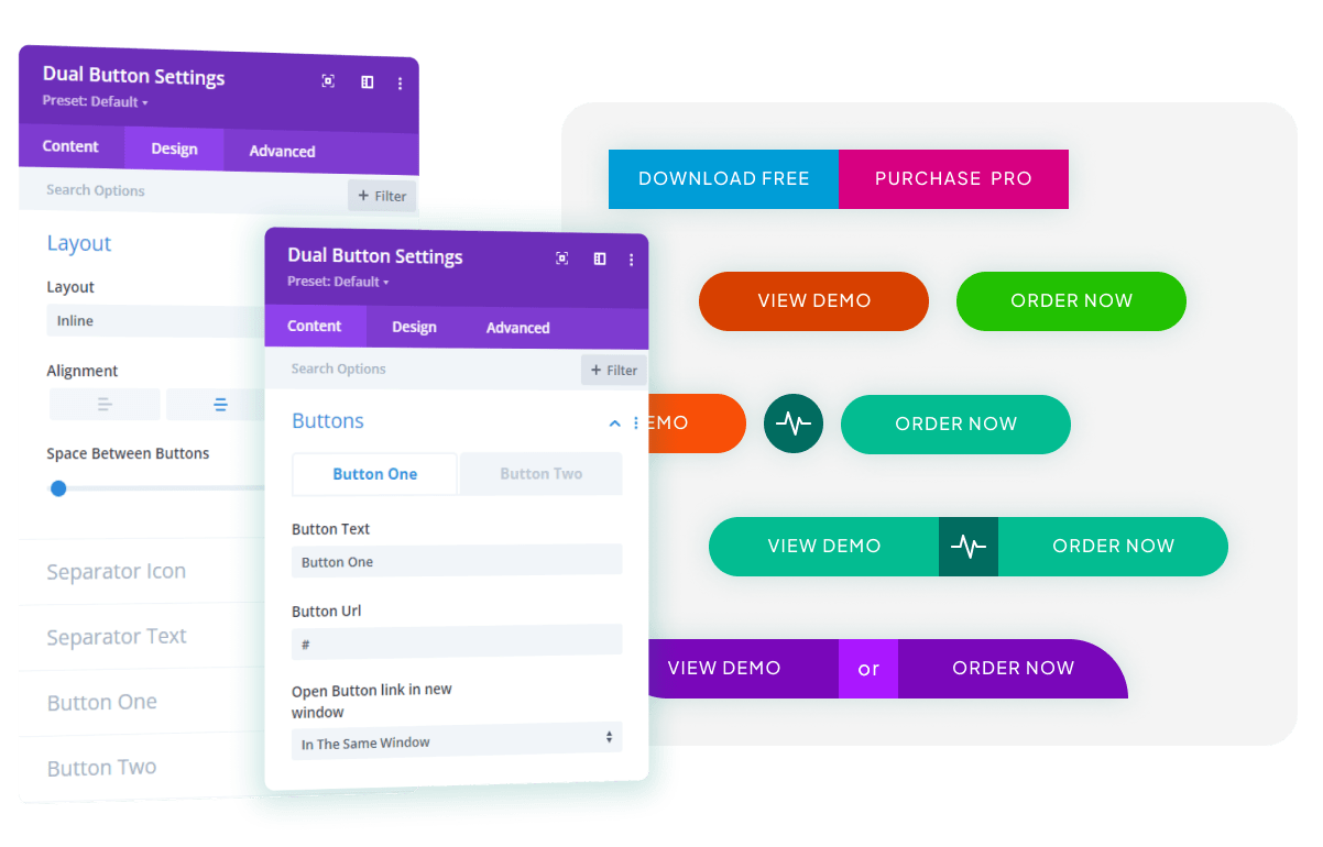 Dual Button DiviNationKit 20 DivinationKit Elevate Your Divi Experience with Advanced Modules and Layouts Dual button DiviNationKit