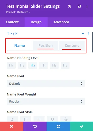 Testimonial Slider Settings