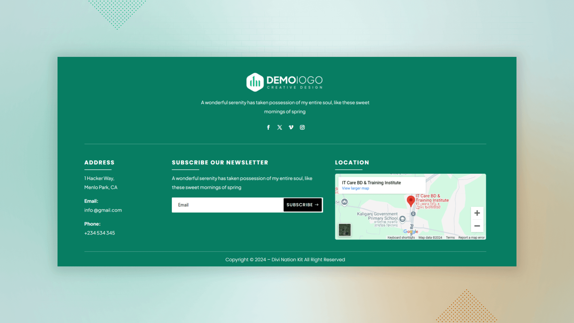 Footer 10 DivinationKit Elevate Your Divi Experience with Advanced Modules and Layouts