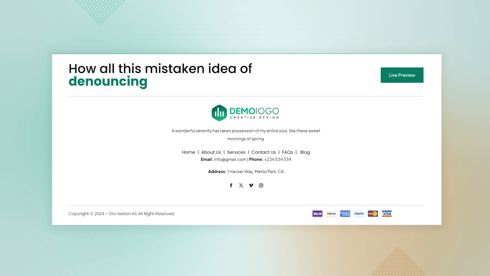Footer 11 DivinationKit Elevate Your Divi Experience with Advanced Modules and Layouts