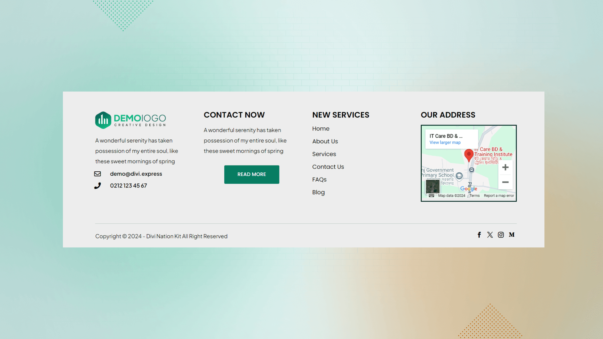 Footer 3 DivinationKit Elevate Your Divi Experience with Advanced Modules and Layouts