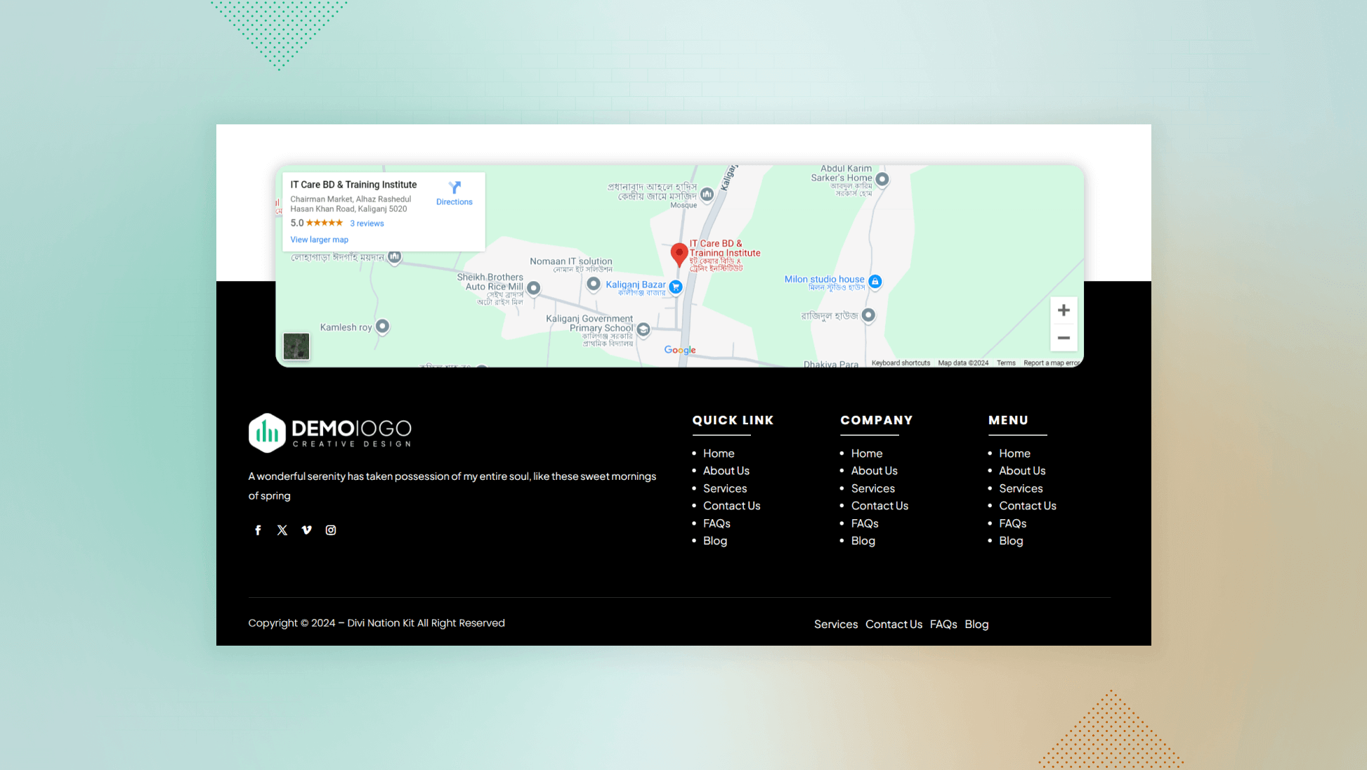 Footer 9 DivinationKit Elevate Your Divi Experience with Advanced Modules and Layouts